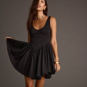 12th Tribe Kit Black Drop Waist Mini Dress Size L